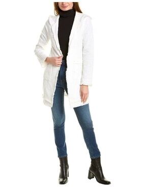 Laundry By Shelli Segal White Hooded Open Cardigan